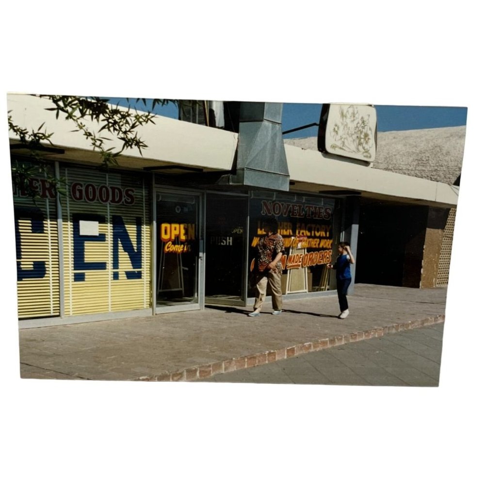 Street View White City New Mexico Found Photo Snapshot 1988 Leather Factory